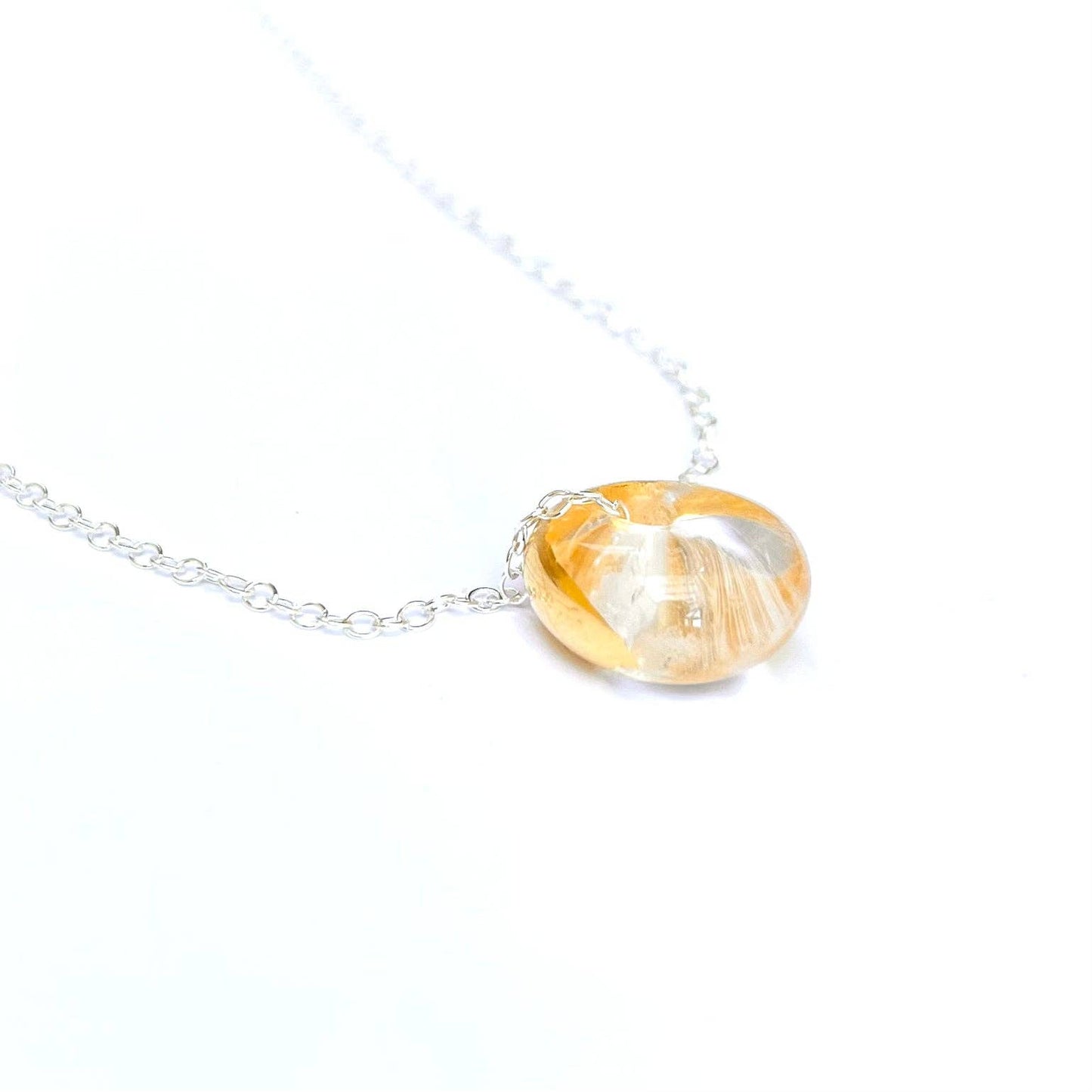 Recycled Whisky Bottle Pendant Necklace – Clear Glass & Gold on Sterling Silver