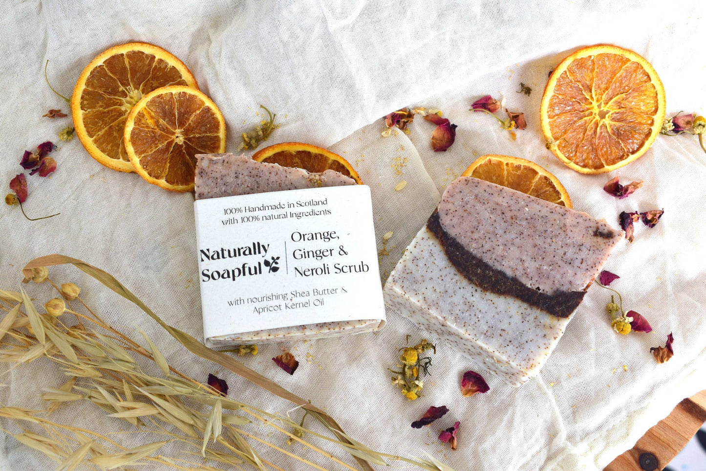 Naturally Soapful Orange, Ginger & Neroli Scrub Solid Soap Bar, Handmade Soap
