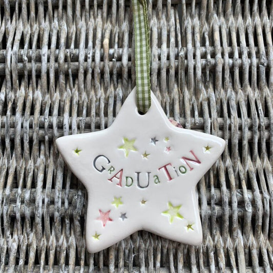 Graduation - Handmade Hanging Ceramic Heart with Thoughtful Message
