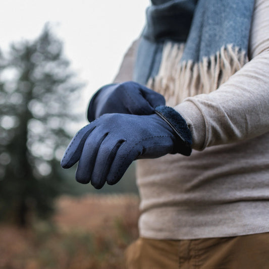 Hector Faux Suede Touch Screen Glove Navy