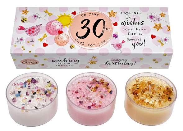 Happy 30th Birthday Scented Candle Set - Best Kept Secrets. Available at Sweet P, Burnside, Glasgow