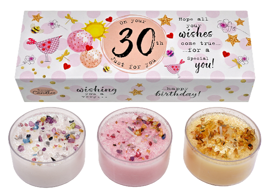 Happy 30th Birthday Scented Candle Set - Best Kept Secrets. Available at Sweet P, Burnside, Glasgow