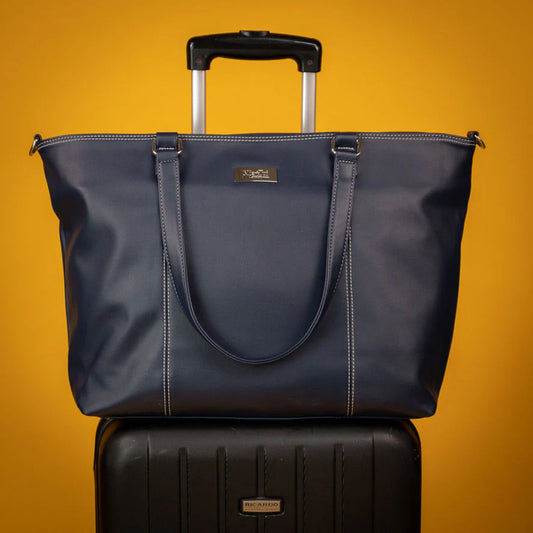 Mia Tui Jennie Travel Bag | Navy Vegan Leather | Smart Organiser with Back Pocket | Detachable Accessories. Available at Sweet P, Burnside, Glasgow