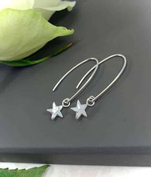 By Rebecca Sterling Silver My Wee Star Drop Earrings – Handmade in Scotland. Available at Sweet P, Burnside, Glasgow