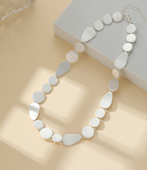 Short Collar Necklace – Smooth Silver Pebble Links for Elegant Style - Gracee Jewellery