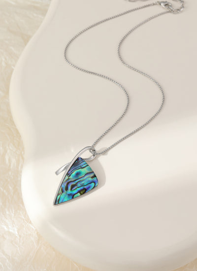 Silver-Plated Short Necklace with Modern Mother-of-Pearl Triangle Pendant - Gracee Jewellery