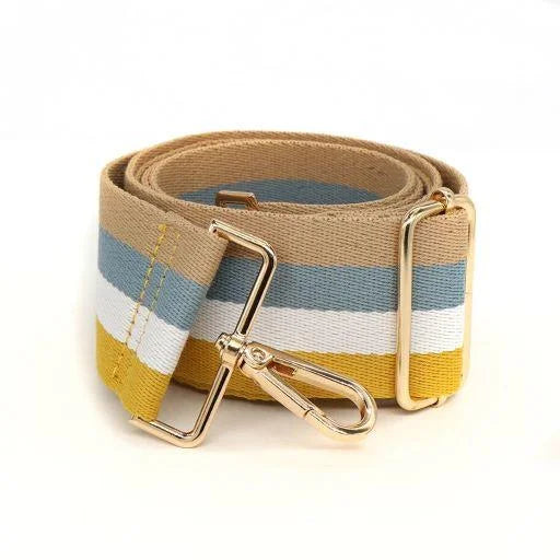 Mustard Stripe Bag Strap (Gold Hardware)