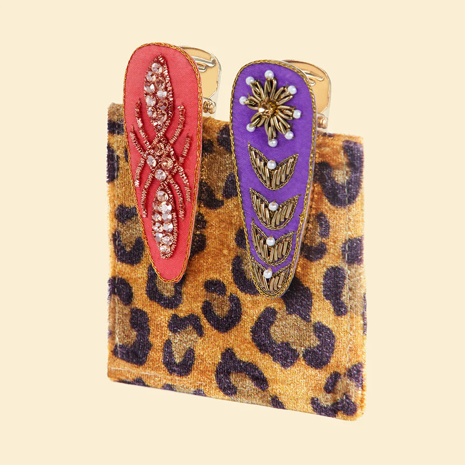 Powder Jewelled Hair Clips Pack of 2