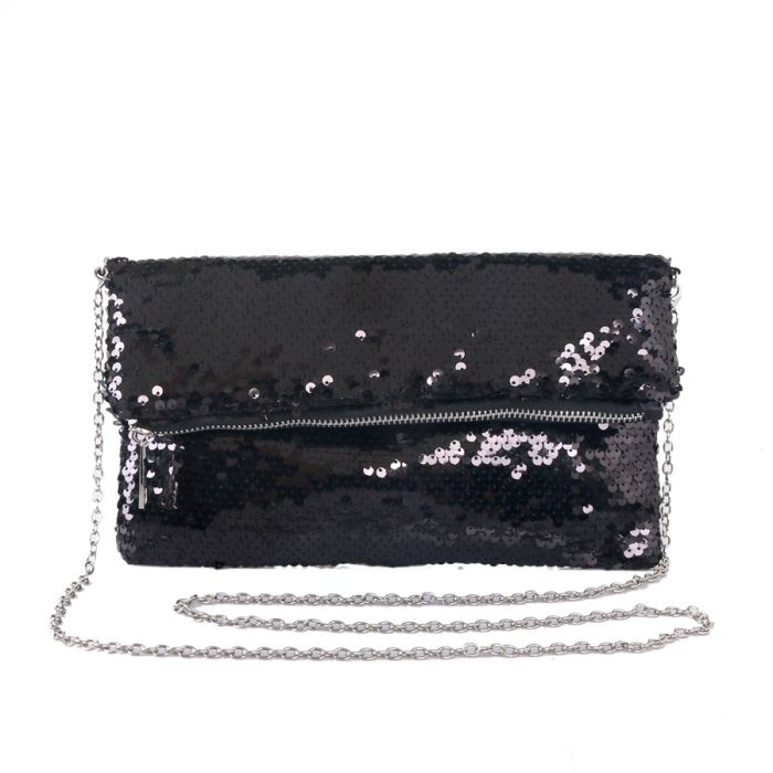 Red Cuckoo Sequin Foldover Clutch