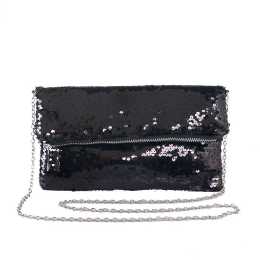 Red Cuckoo Sequin Foldover Clutch