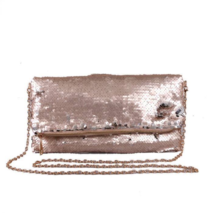 Red Cuckoo Sequin Foldover Clutch