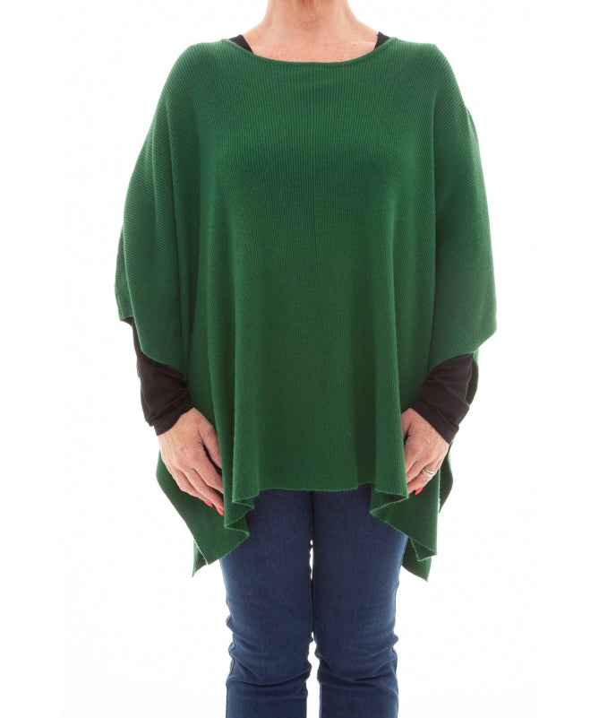 Dreams London Rib Poncho - Forest Green