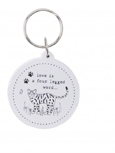 Sentiment Wooden Black & White Cat Key Ring Keyring Key chain with Slogan