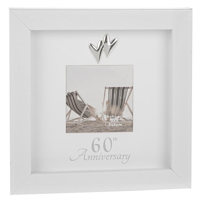 Shudehill Giftware Modern White 60th Anniversary Photo Frame - 3x3"