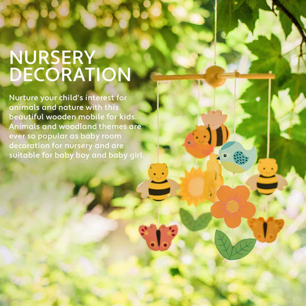 Orange Tree Toys Spring Garden Wooden Mobile: Eco-Friendly Nursery Decor. Available at Sweet P, Burnside, Glasgow