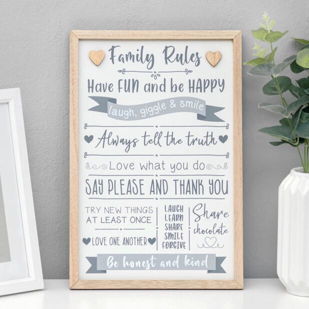 Framed ‘Family Rules’ Sign