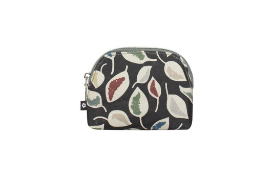 Earth Squared Oil Cloth Coin Purse - Grey Leaf